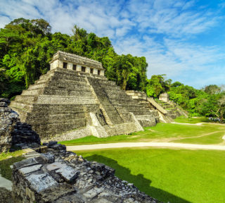 Ancient Mayan temples in the ruined city of Palenque